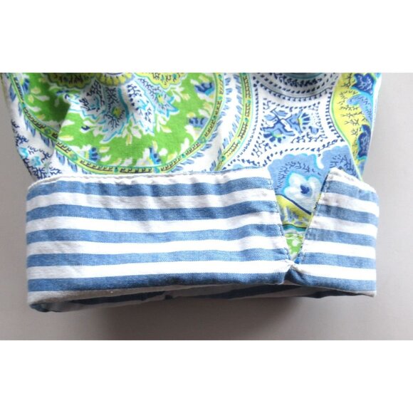 Chadwicks Women Shirt/Top Floral Blue/Green Buttons-Up Long Sleeves Cotton Sz 14 - Picture 6 of 8